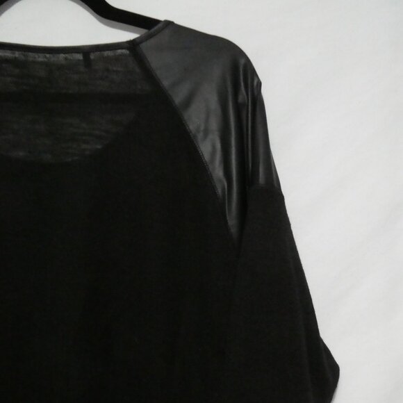 BUFFALO - David Bitton | medium | Black Asymmetrical Top | Faux Leather Accents - Picture 14 of 16